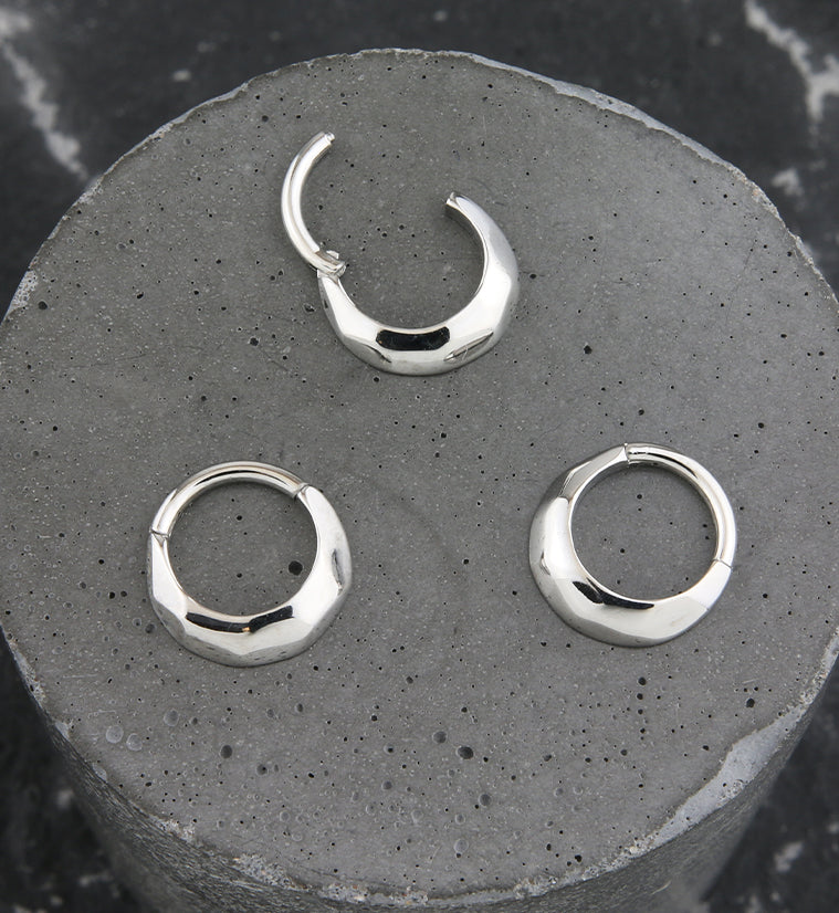 Faceted Stainless Steel Hinged Segment Ring