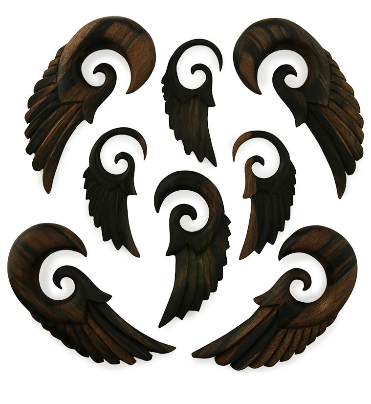 Wooden Feather Spiral Plugs