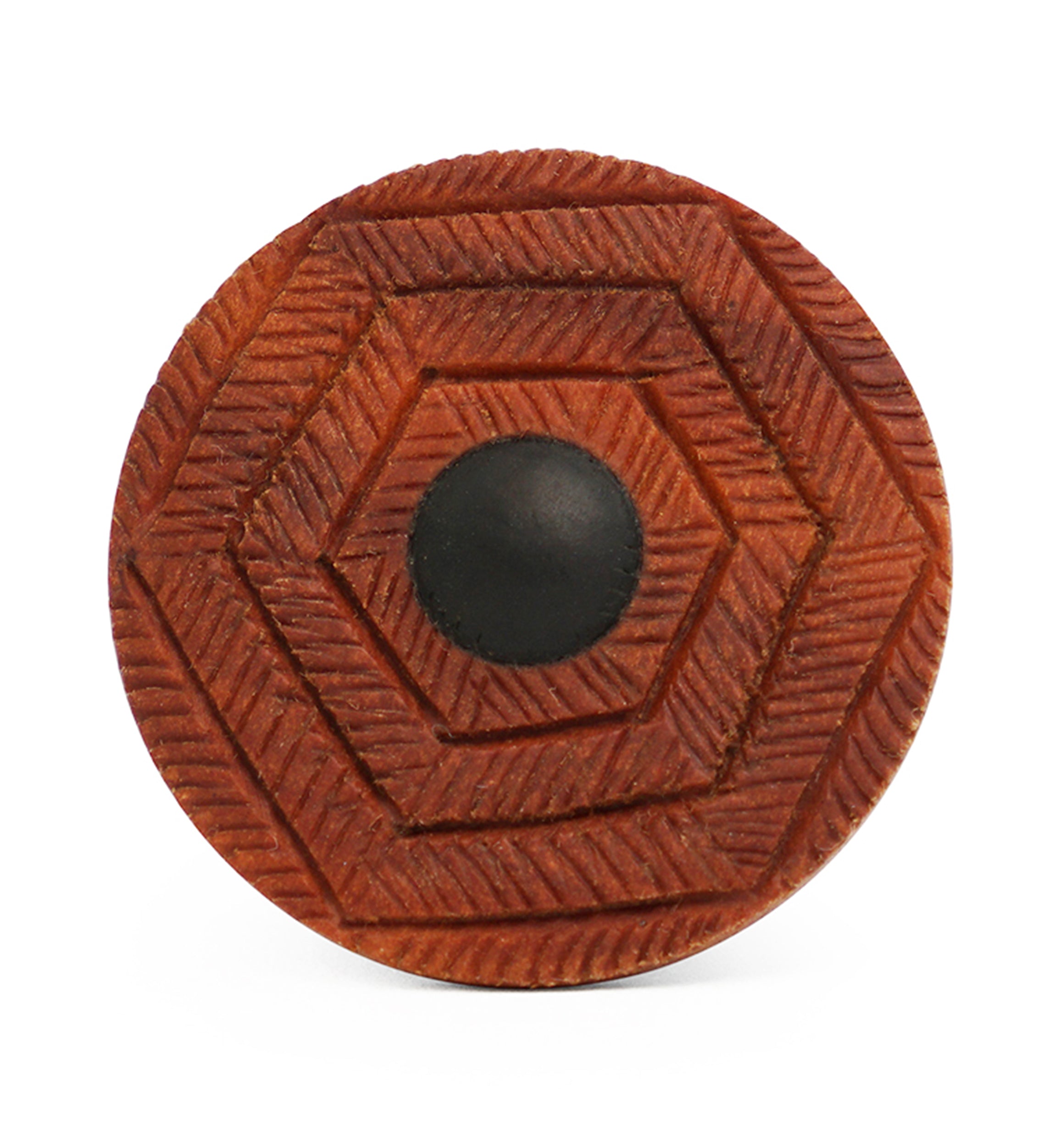 Feathered Geo Saba Wood With Dark Wood Inlay Mayan Flare Plugs