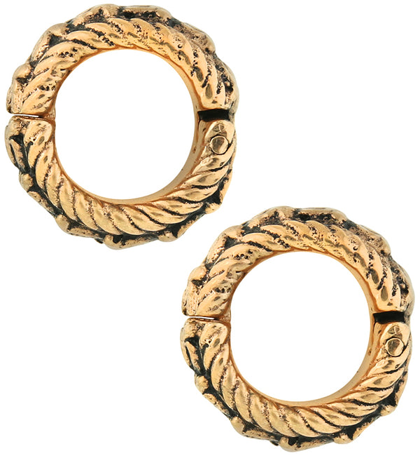 Fiber Rose Gold Brass Hinged Ear Lobe Cuffs