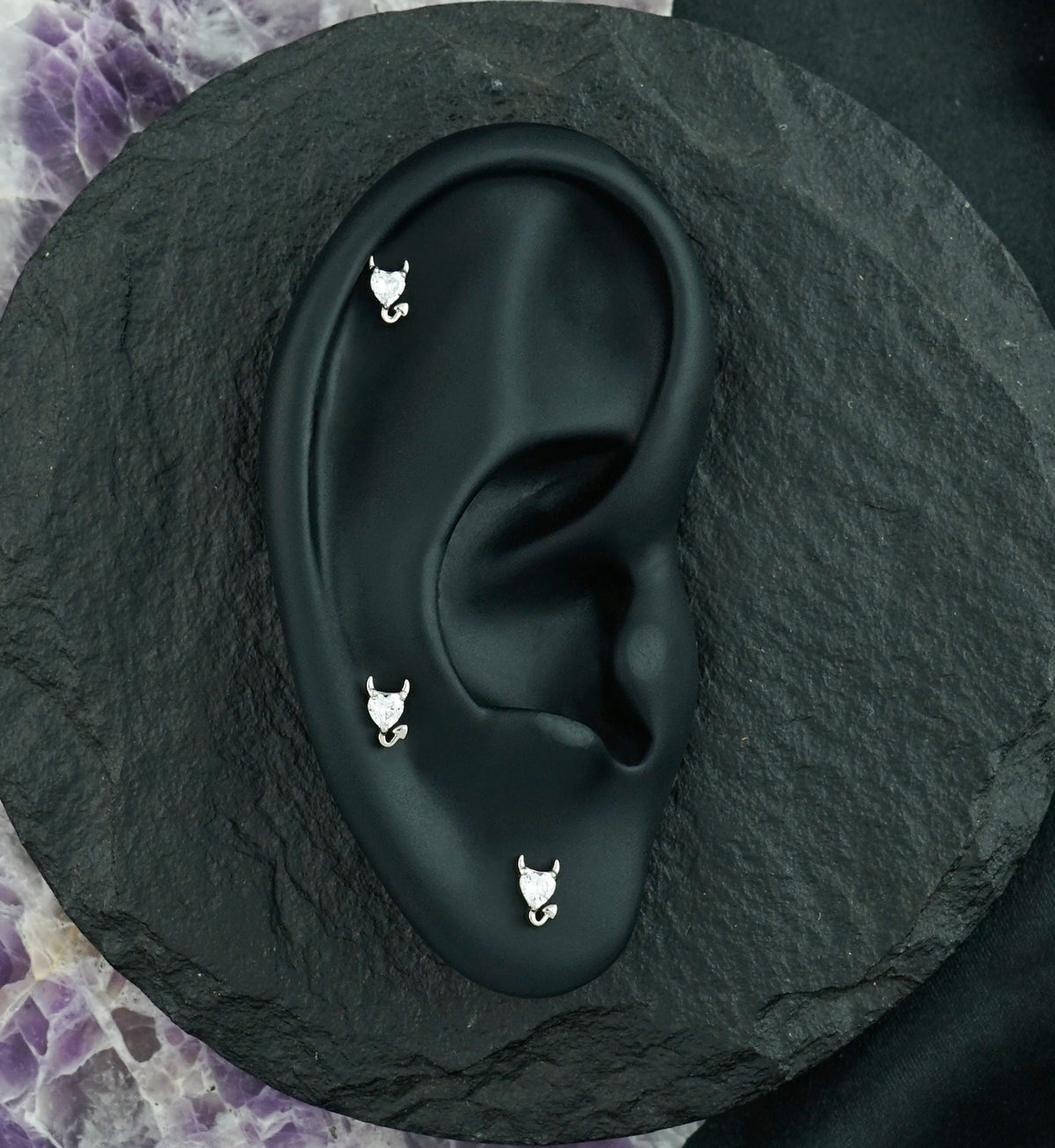 Fiend Heart Clear CZ Titanium Threadless Top