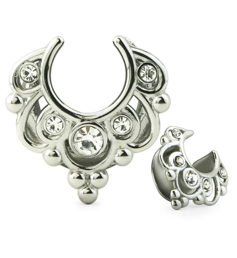 Filigree Clear CZ Stainless Steel Saddles