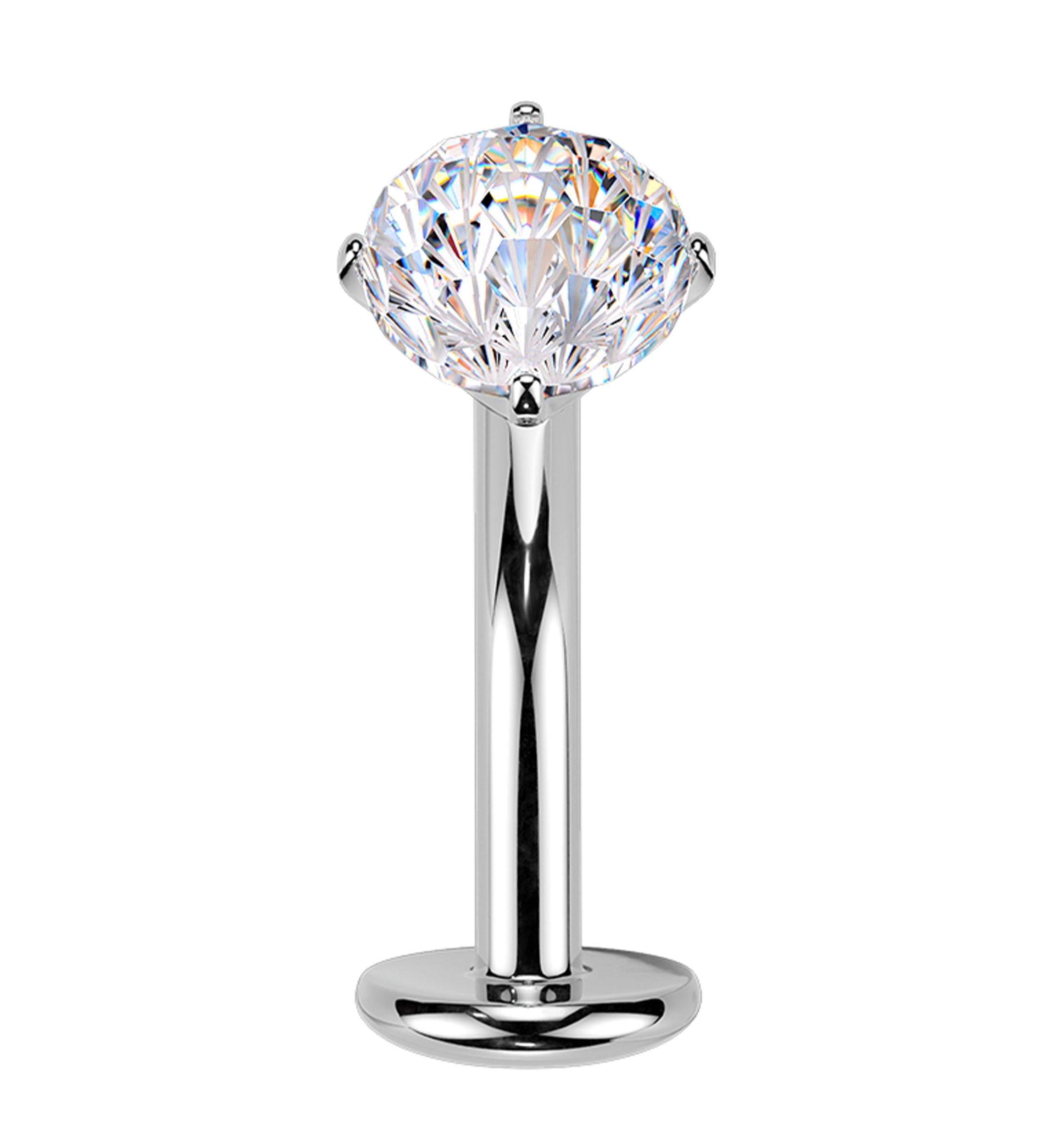 Fireworks Clear CZ Titanium Threadless Curved Labret