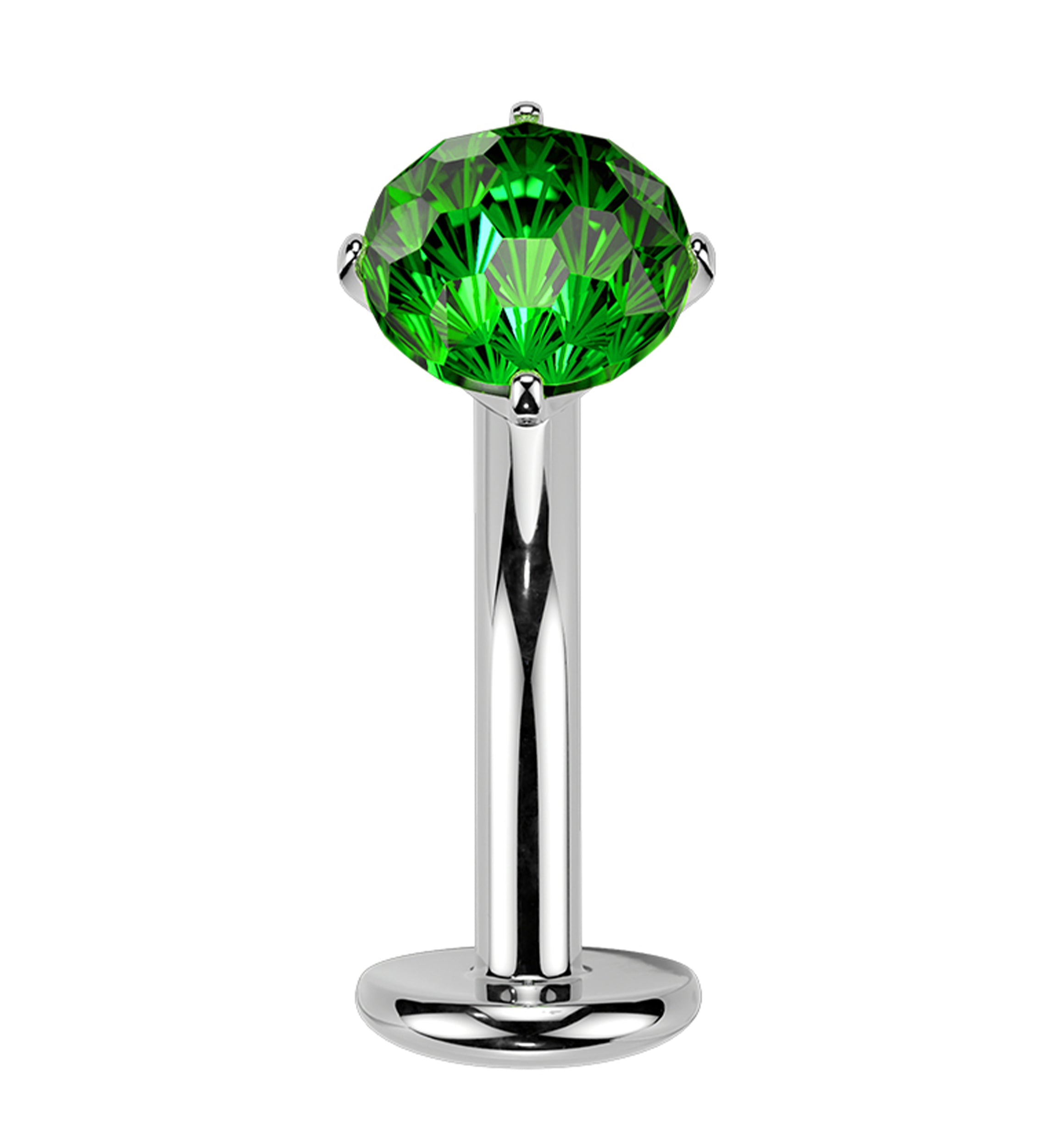 Fireworks Green CZ Titanium Threadless Curved Labret