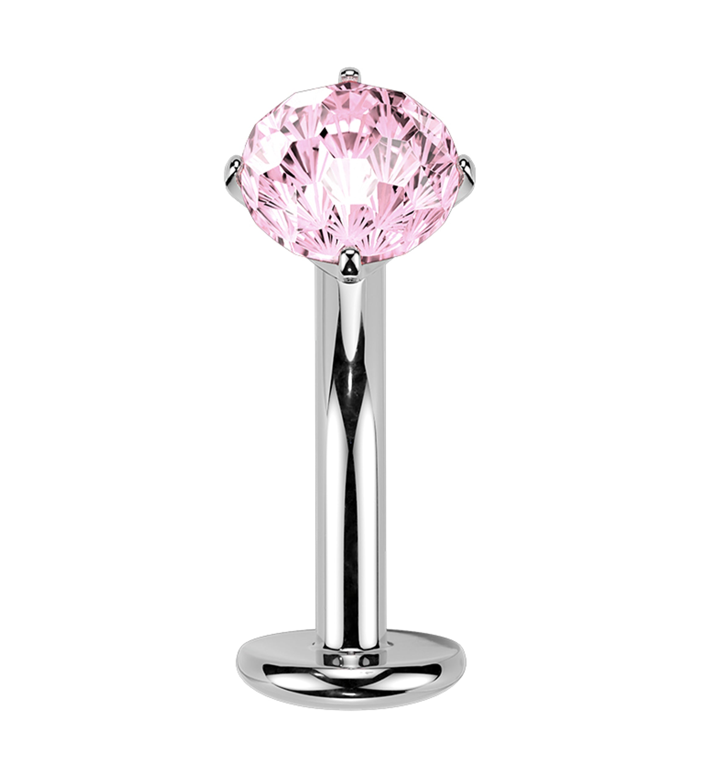 Fireworks Pink CZ Titanium Threadless Curved Labret
