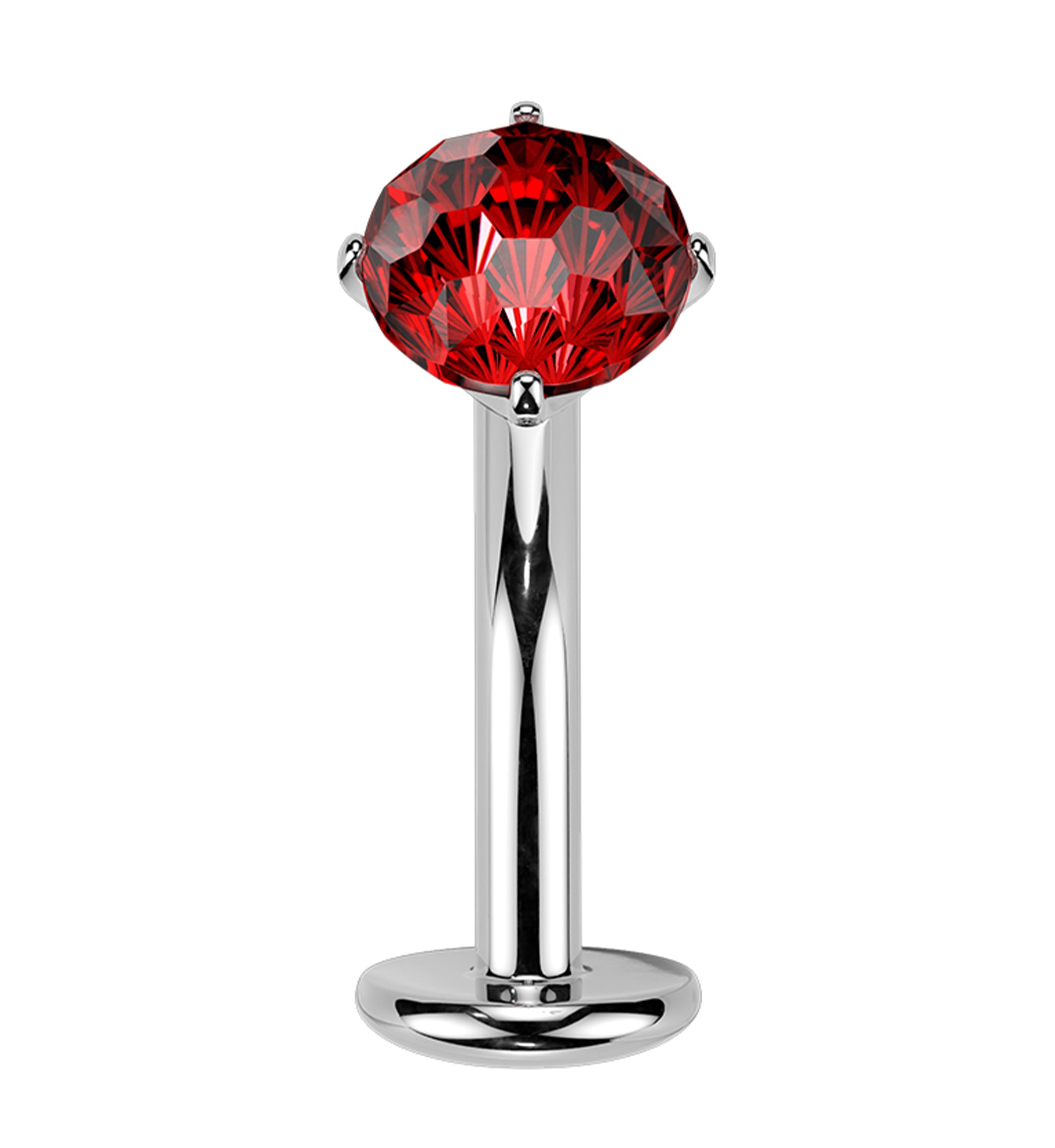 Fireworks Red CZ Titanium Threadless Floating Belly Button Ring