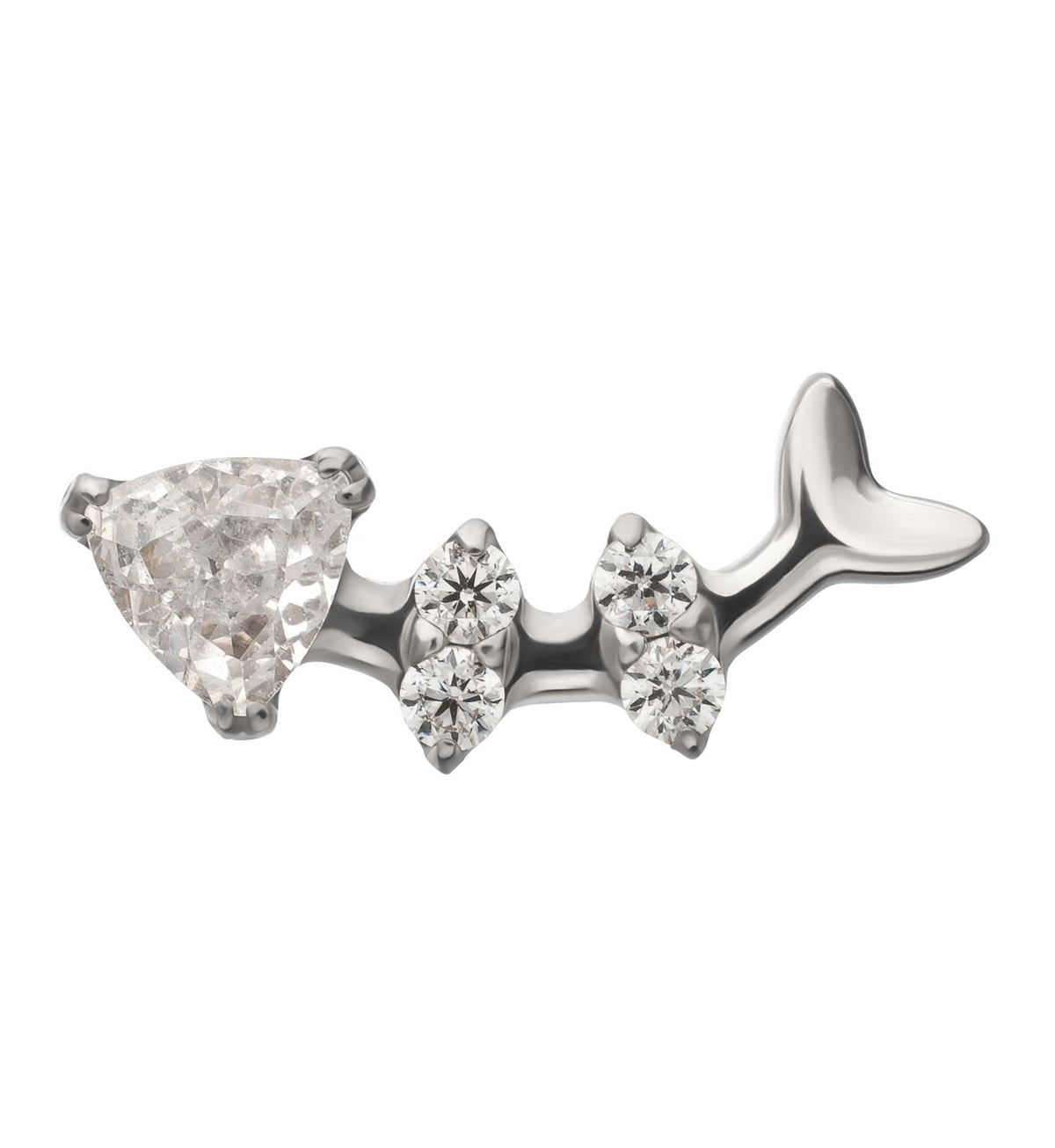 Fish Bones Clear CZ Titanium Threadless Top
