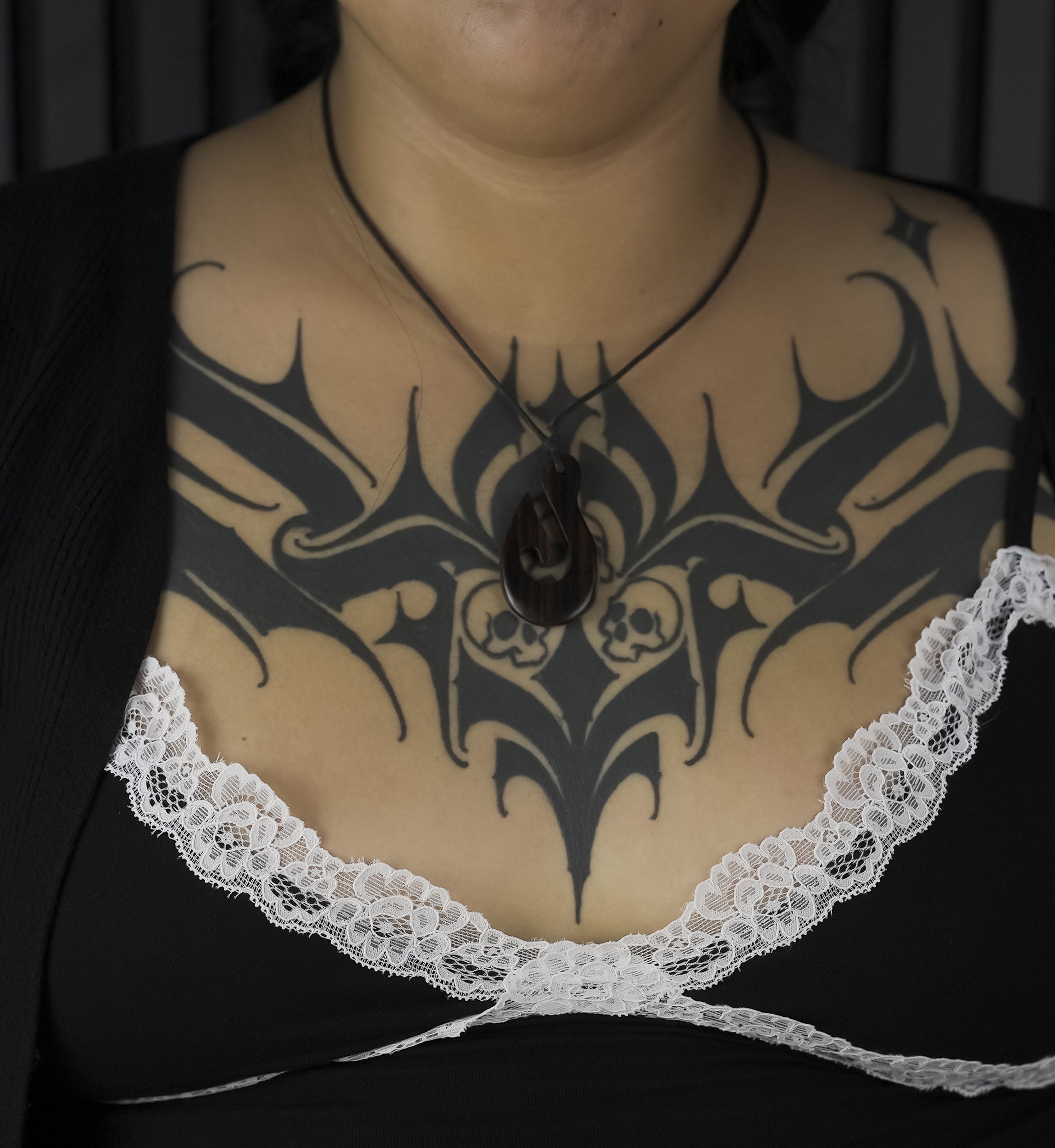 Fish Hook Narra Wood Pendant Necklace