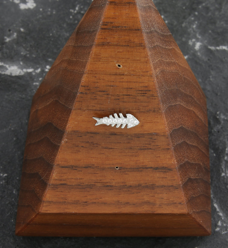 Fishbone Clear CZ Threadless Titanium Top