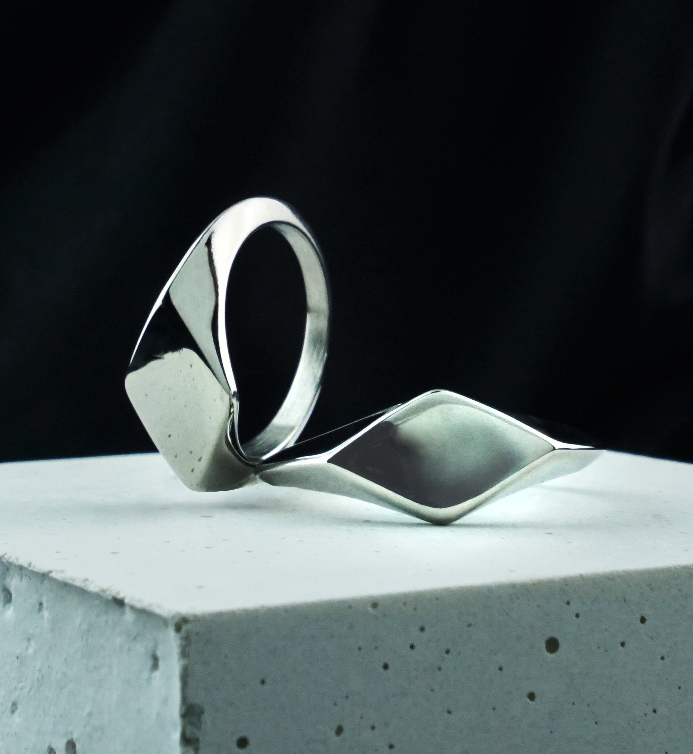 Flat Rhombus Top Stainless Steel Ring