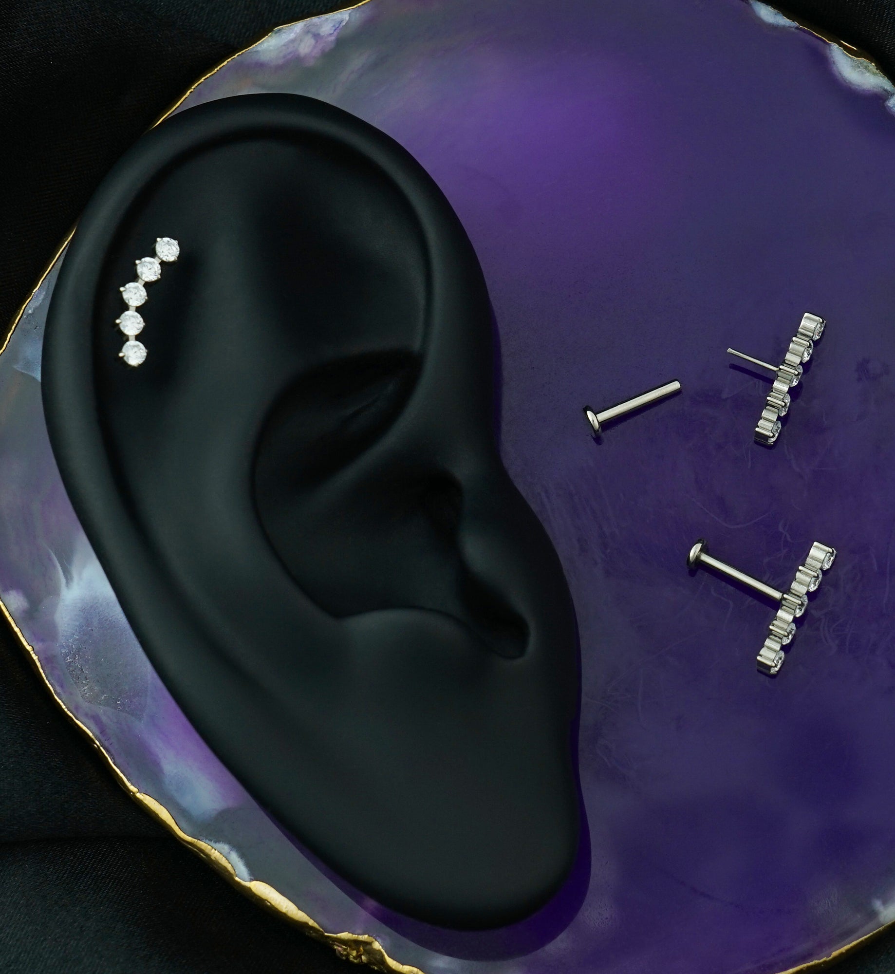 Flex Clear CZ Threadless Titanium Labret