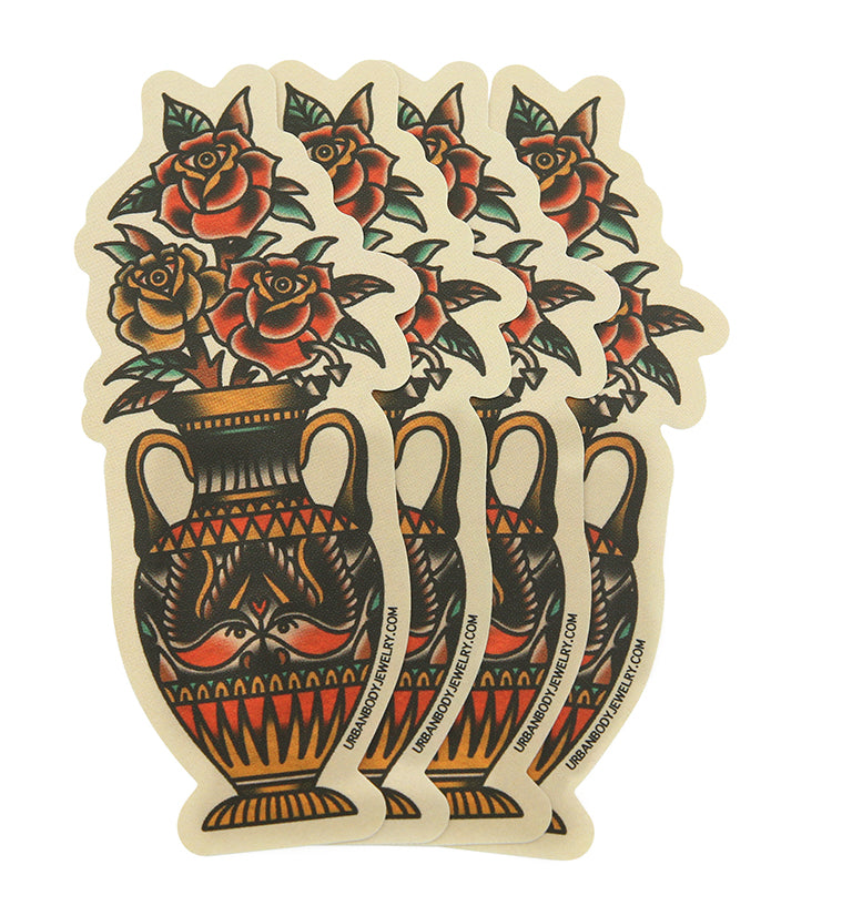 Floral Vase Sticker Pack (4 pack) | UrbanBodyJewelry.com