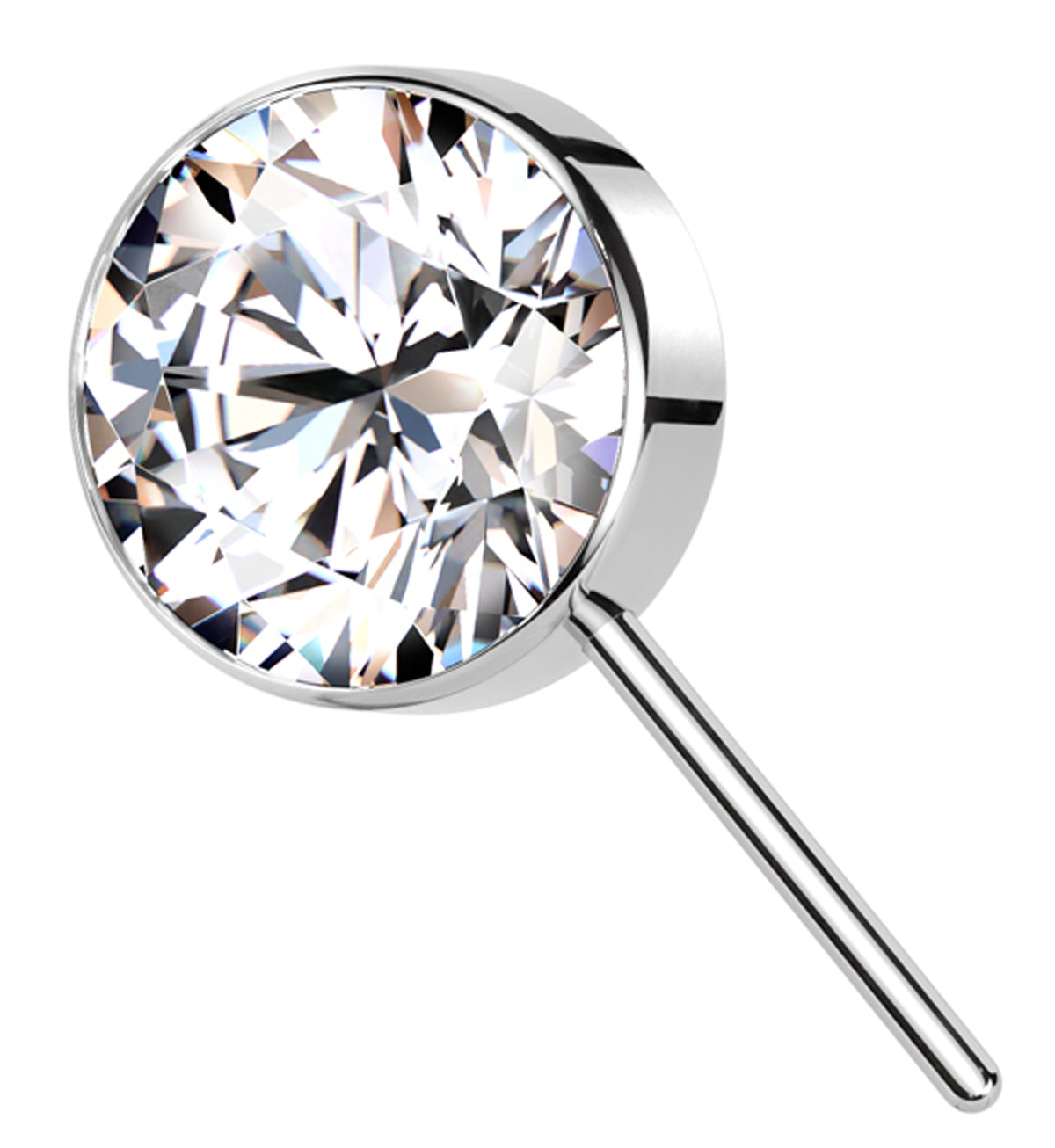 Bezel Less. Top Forward Facing Bezel Clear CZ Titanium Threadless Top