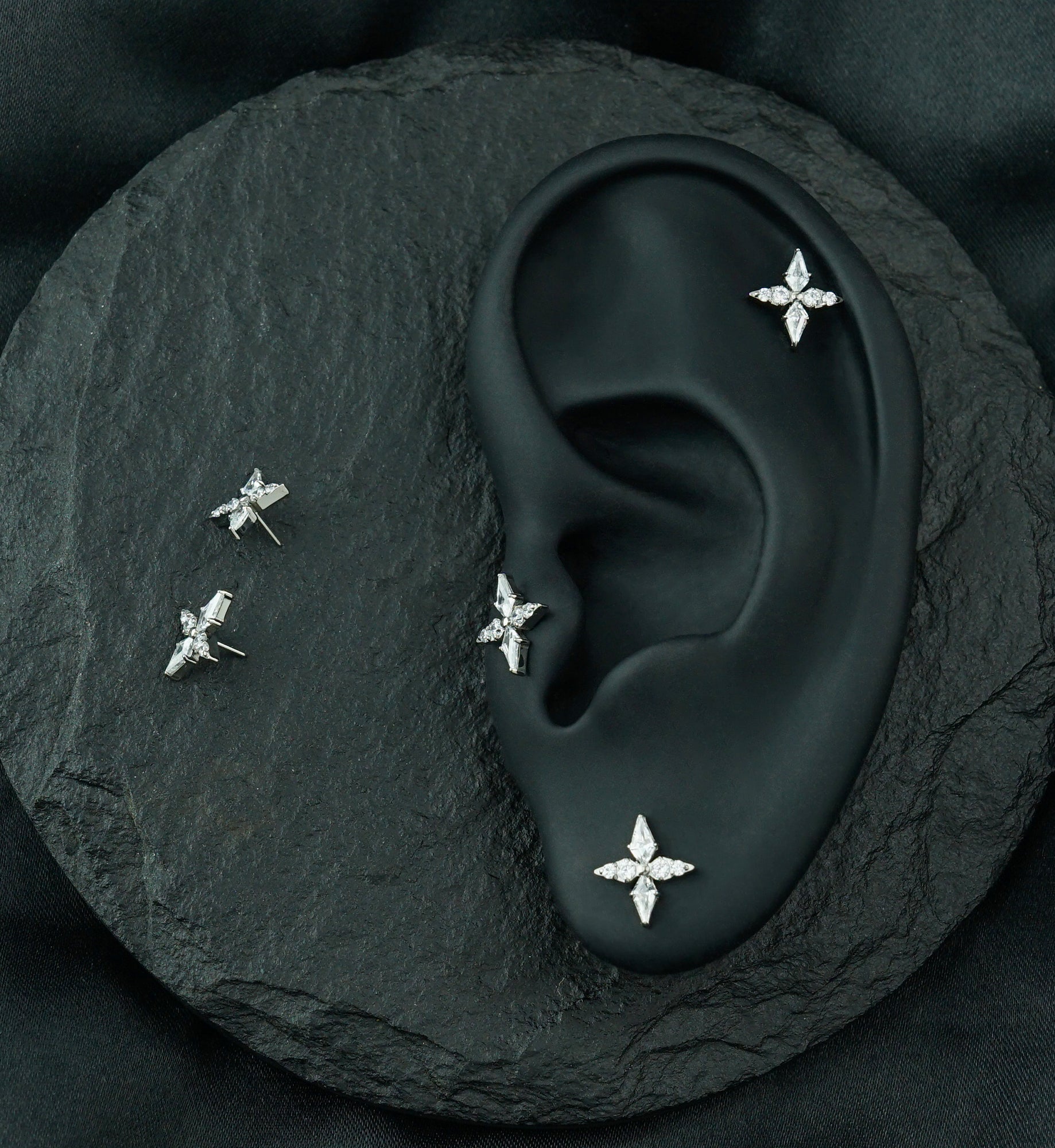 Four Point Star Clear CZ Titanium Threadless Top