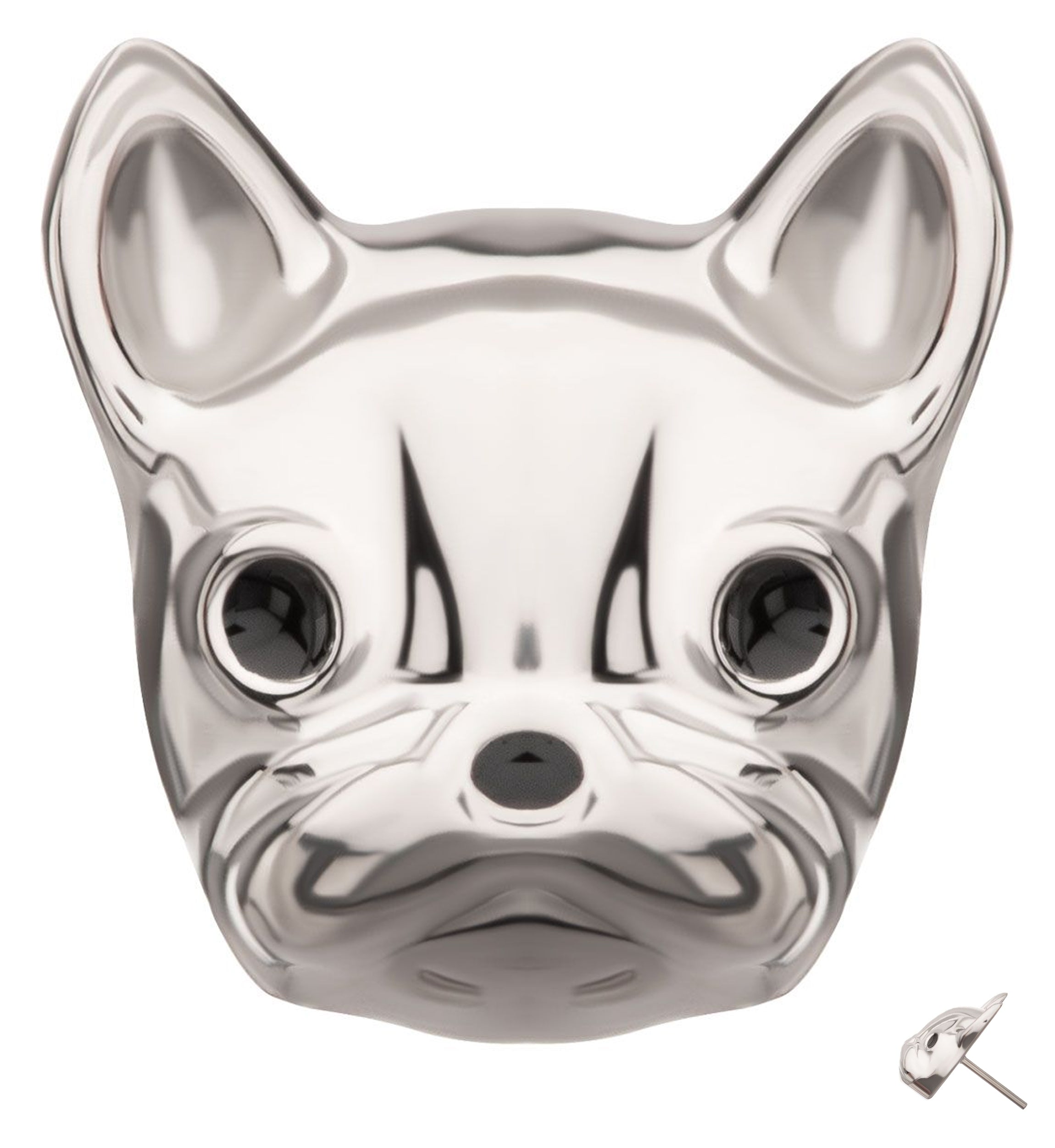 French Bulldog Head Titanium Threadless Top