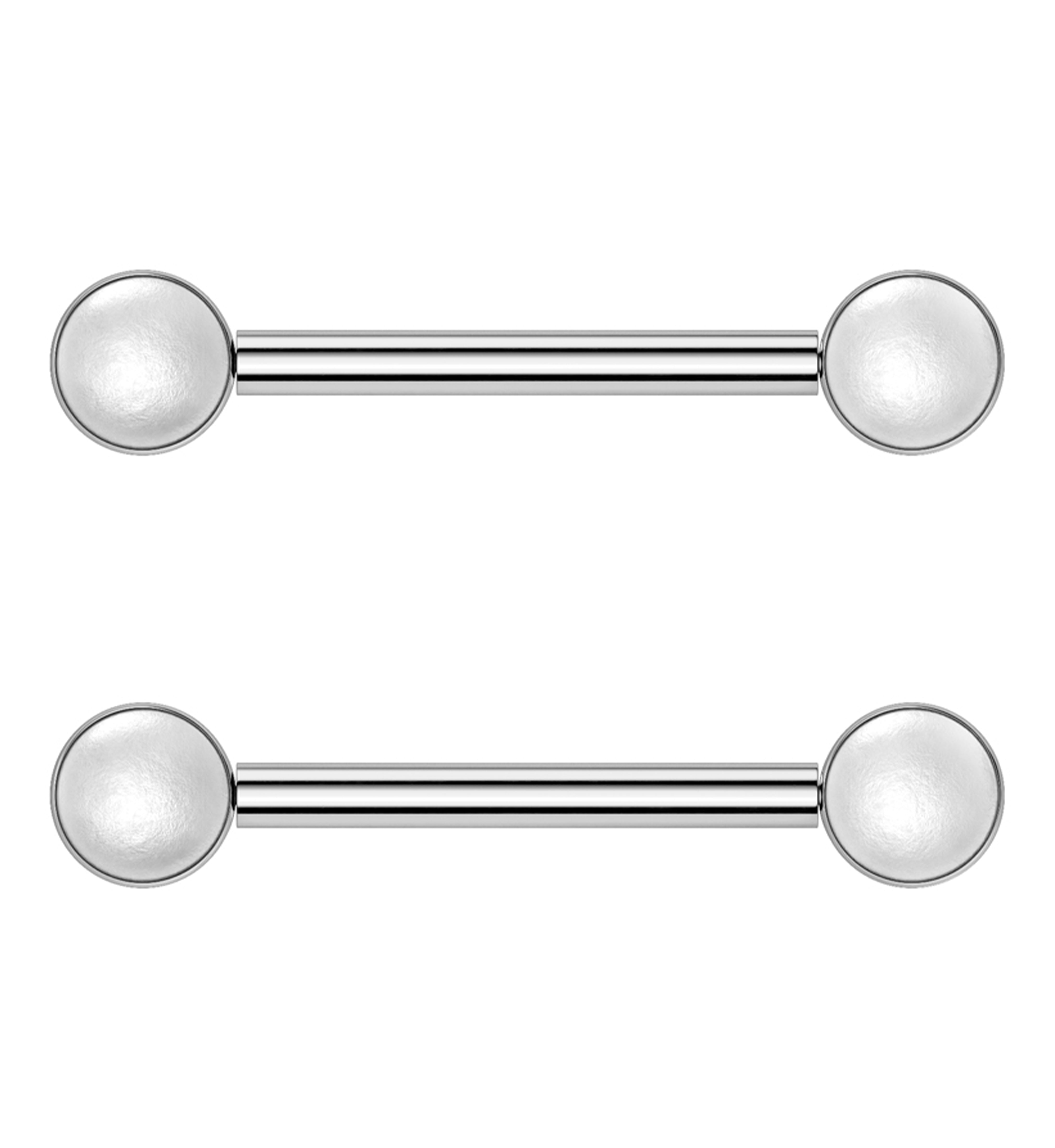 Front Facing White Pearl Threadless Titanium Nipple Barbell