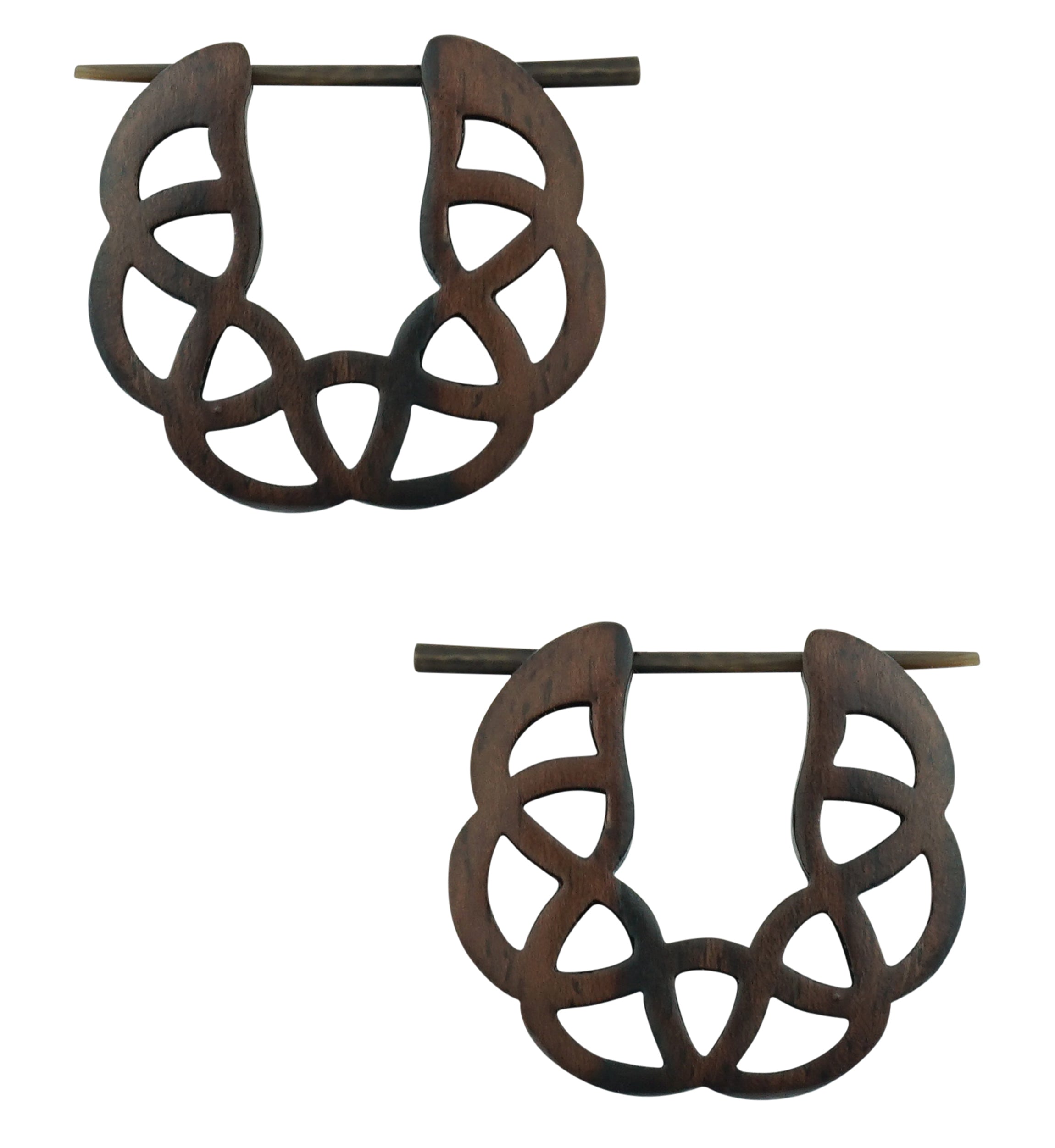 Geo Scallop Hoop Narra Wood Earrings