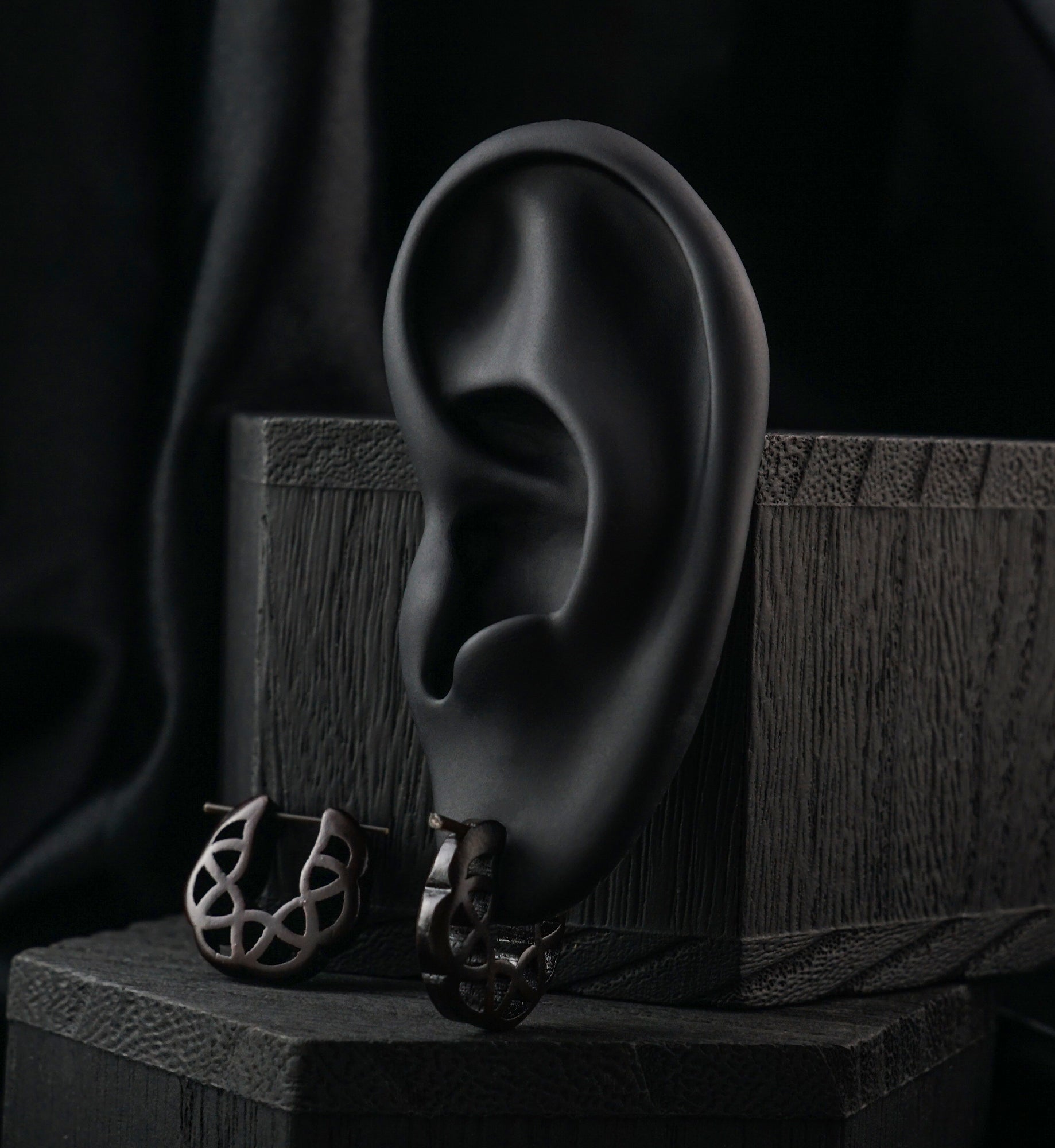 Geo Scallop Hoop Narra Wood Earrings