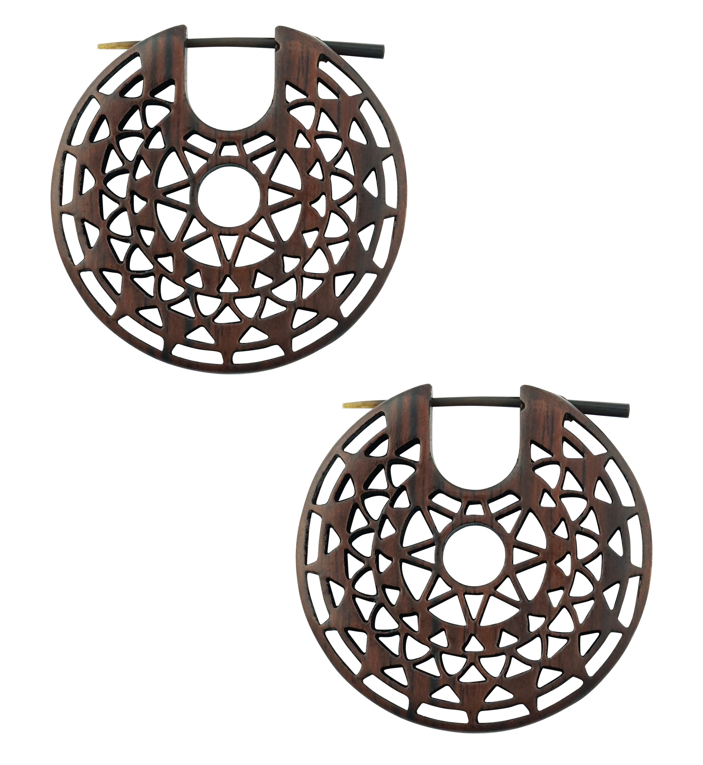 Geo Star Hoop Narra Wood Earrings