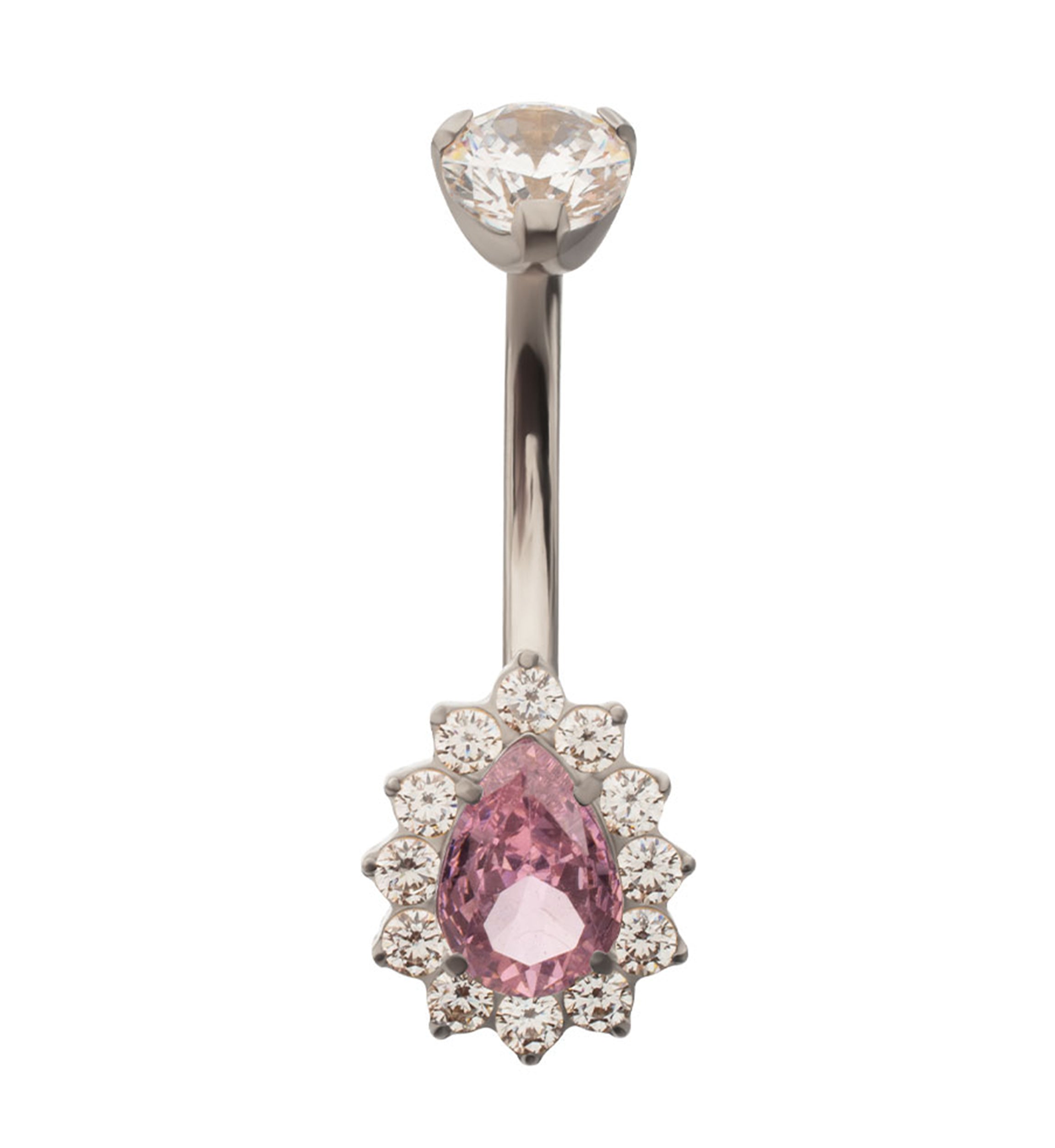 Gild Teardrop Pink CZ Titanium Internally Threaded Belly Button Ring
