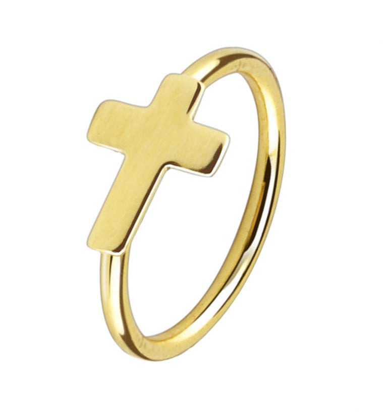 20G Gold Plated Stainless Steel Cross Nose Ring