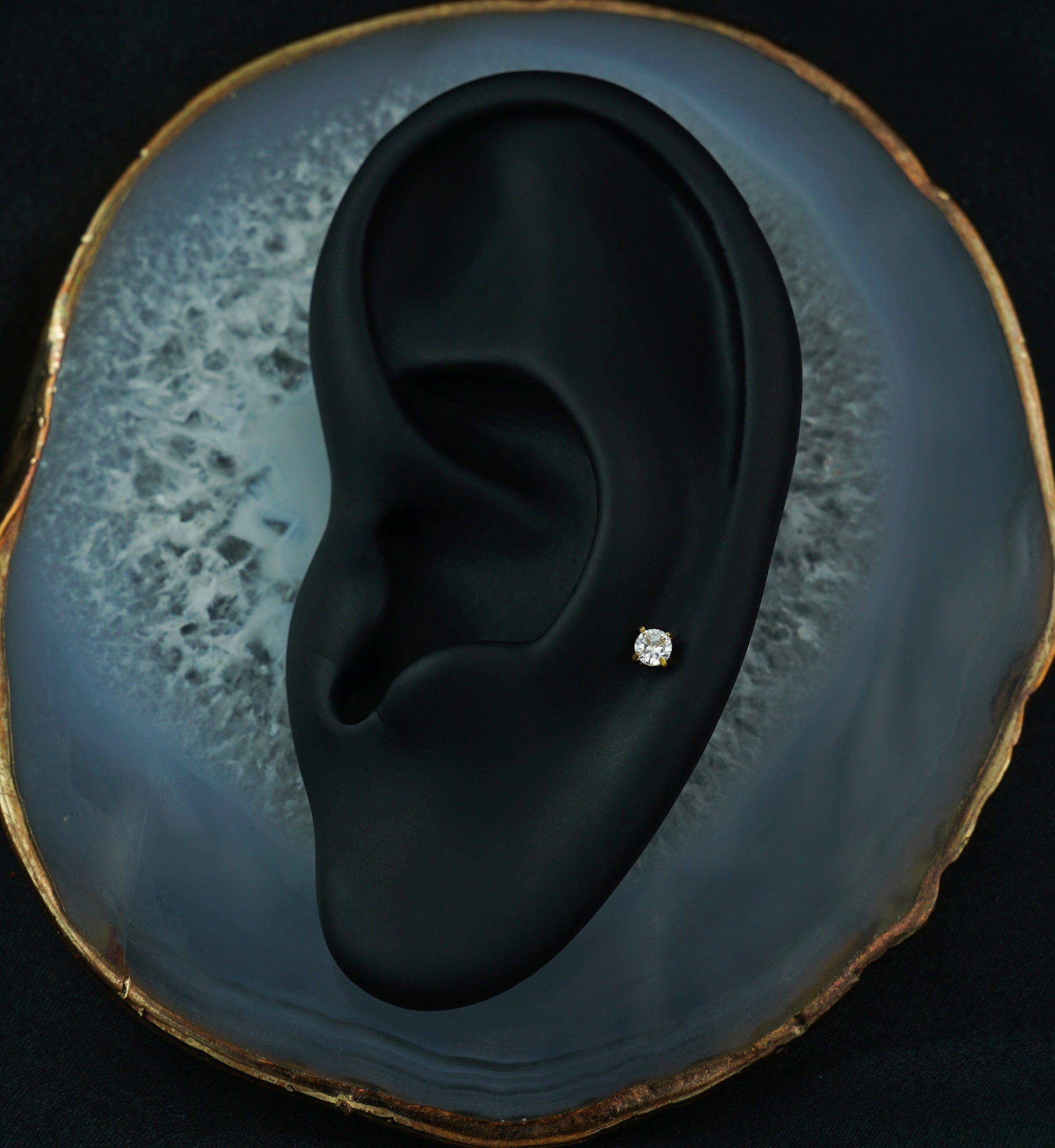 Gold CZ Prong Titanium Internally Threaded Labret