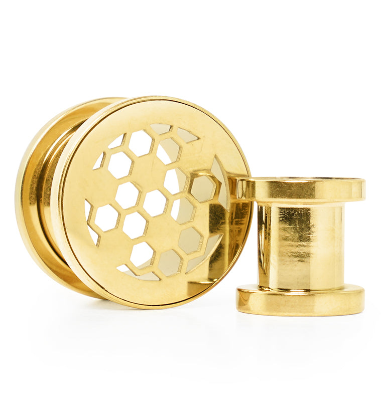 Golden Honeycomb Stainless Steel Tunnel Plugs