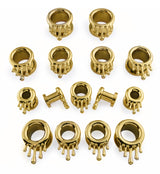 Gold PVD Dripping Stainless Steel Screw Back Tunnel Plugs
