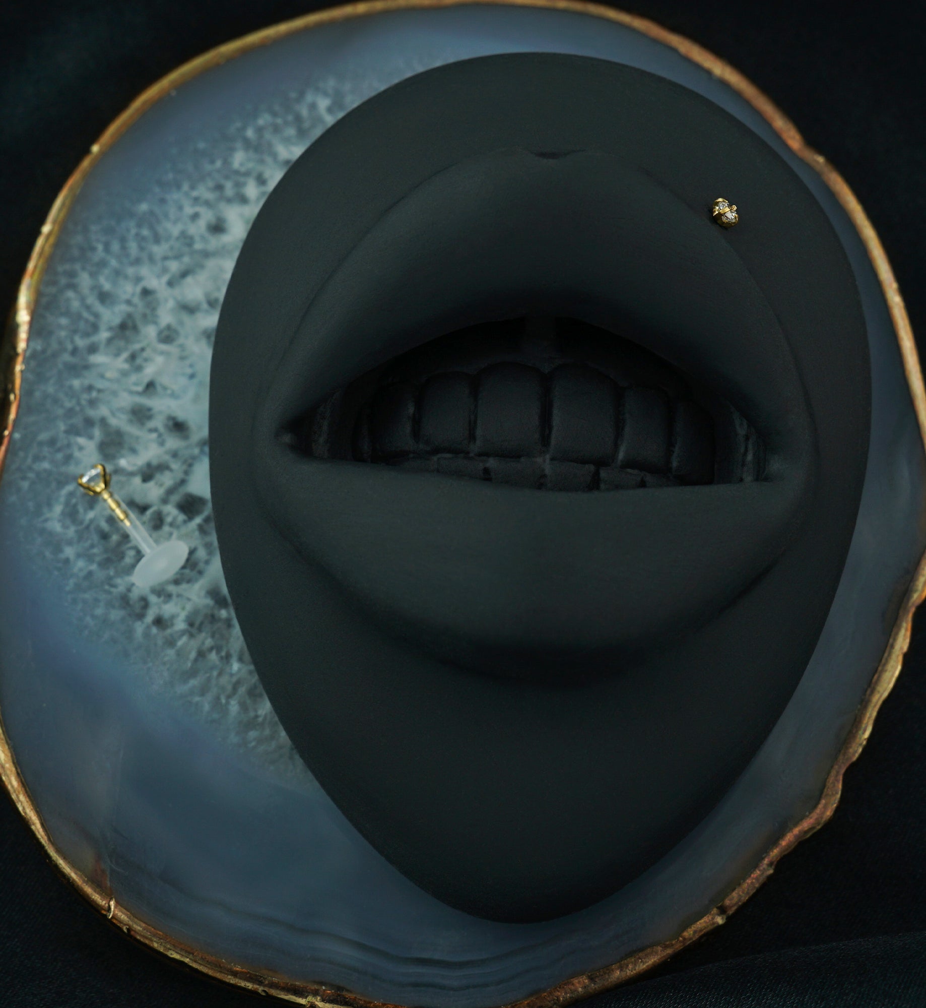 Gold PVD Prong Round CZ Bioflex Labret Post