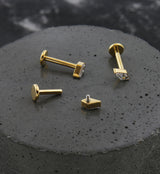 Gold PVD Abyss Clear CZ Internally Threaded Titanium Labret