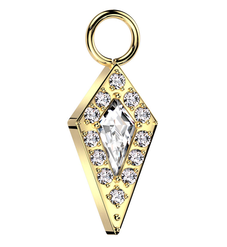 Gold PVD Abyss Pave Clear CZ Titanium Charm