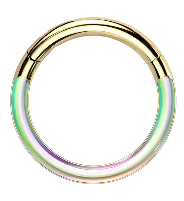Gold PVD Achromic Titanium Hinged Segment Ring