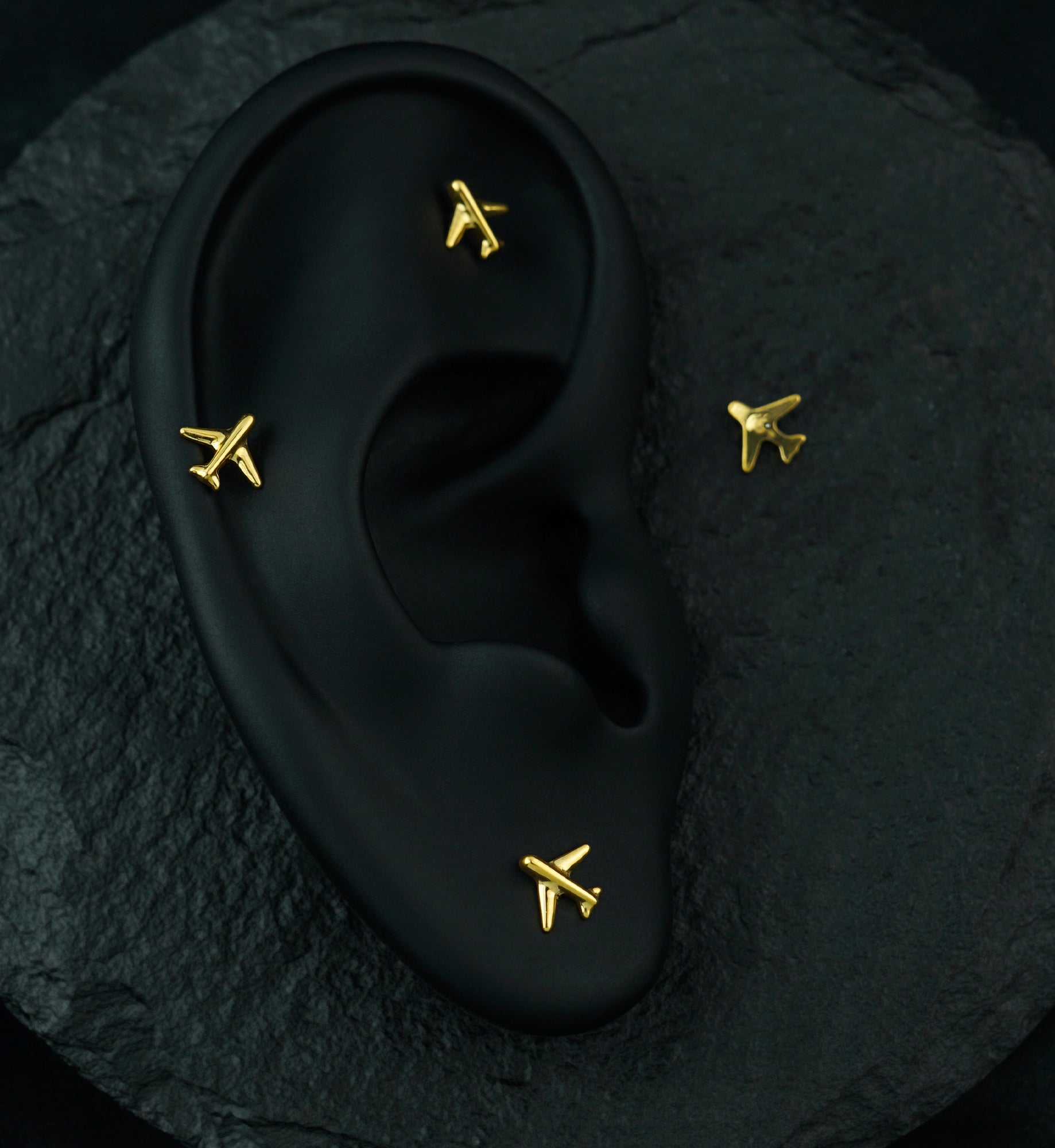 Gold PVD Airplane Threadless Titanium Top