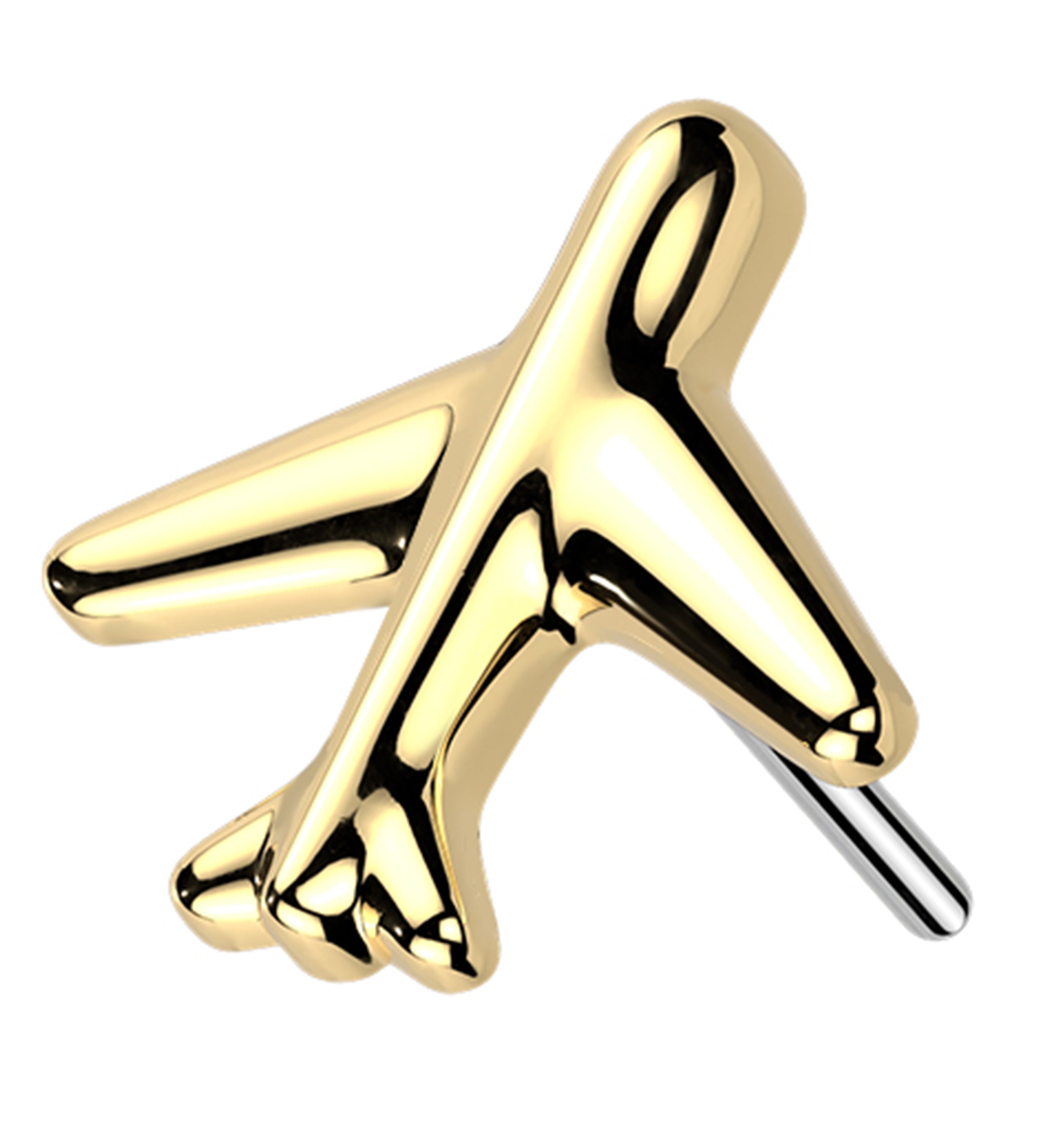 Gold PVD Airplane Threadless Titanium Top
