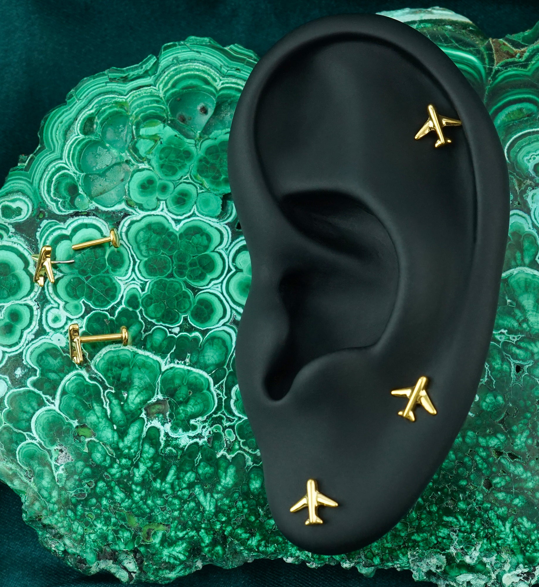 Gold PVD Airplane Titanium Threadless Labret