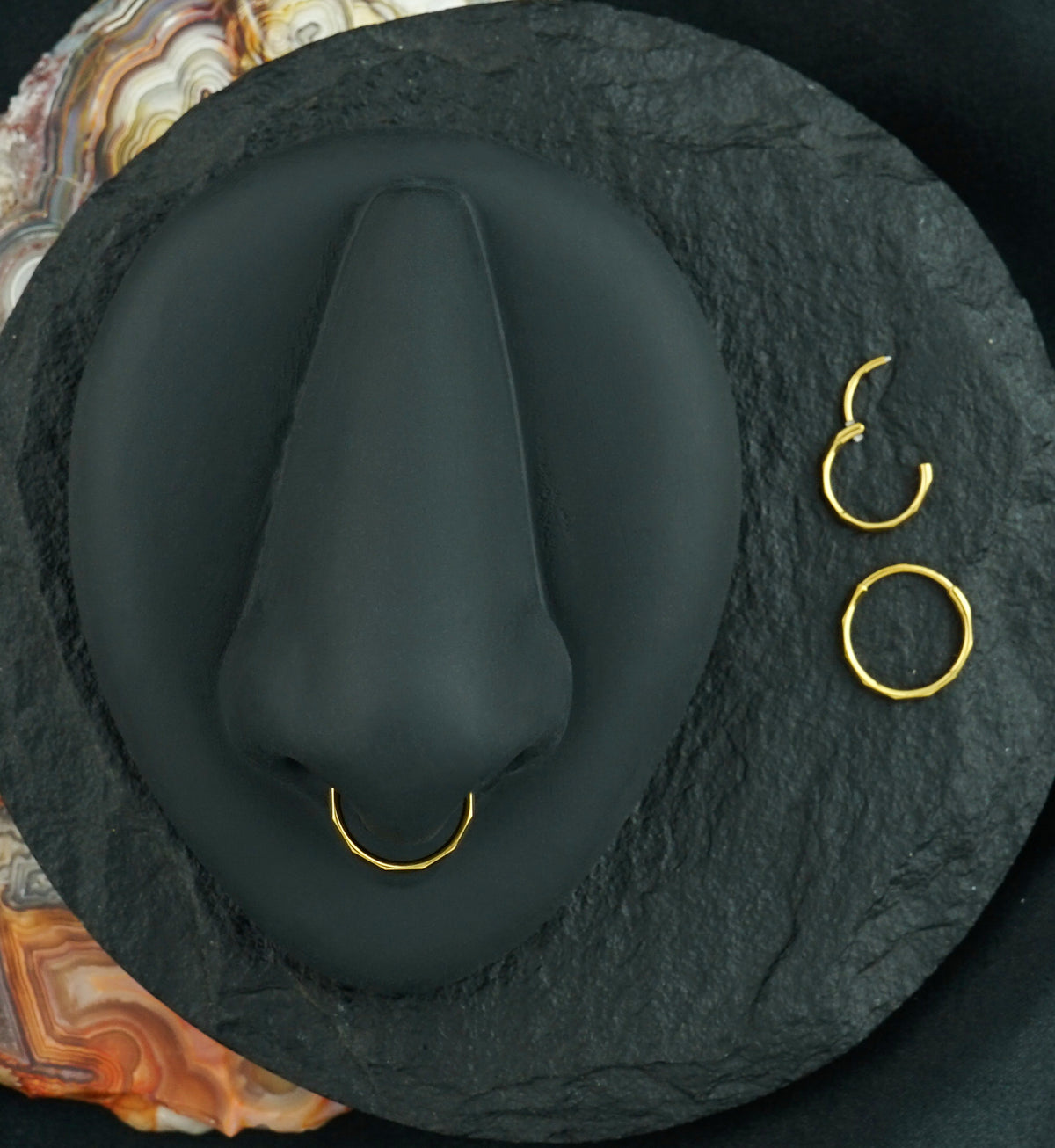Gold PVD Angled Stainless Steel Hinged Segment Ring
