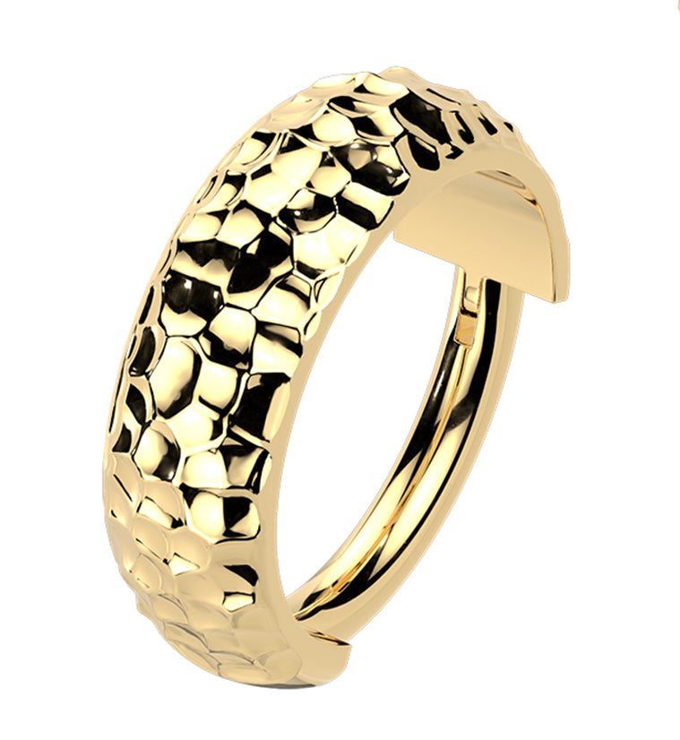 Gold PVD Anthozoan Titanium Hinged Segment Ring
