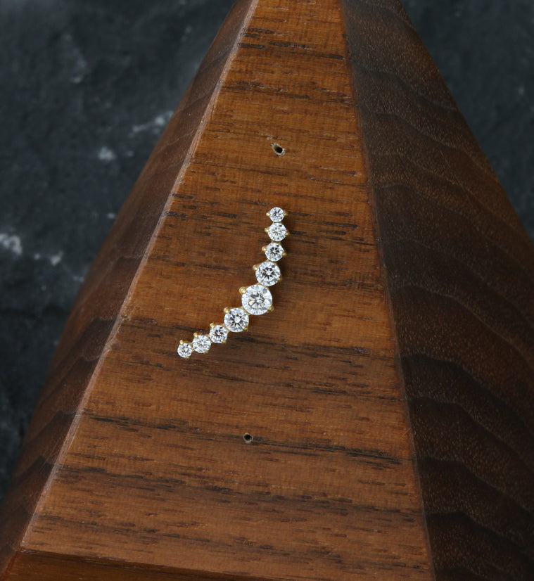 Gold PVD Arc Clear CZ Titanium Threadless Top