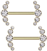 Gold PVD Arch Clear CZ Titanium Threadless Nipple Ring Barbell