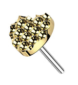 Gold PVD Beaded Heart Titanium Threadless Top