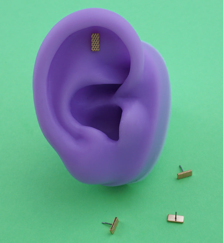 Gold PVD Beaded Rectangle Titanium Threadless Top