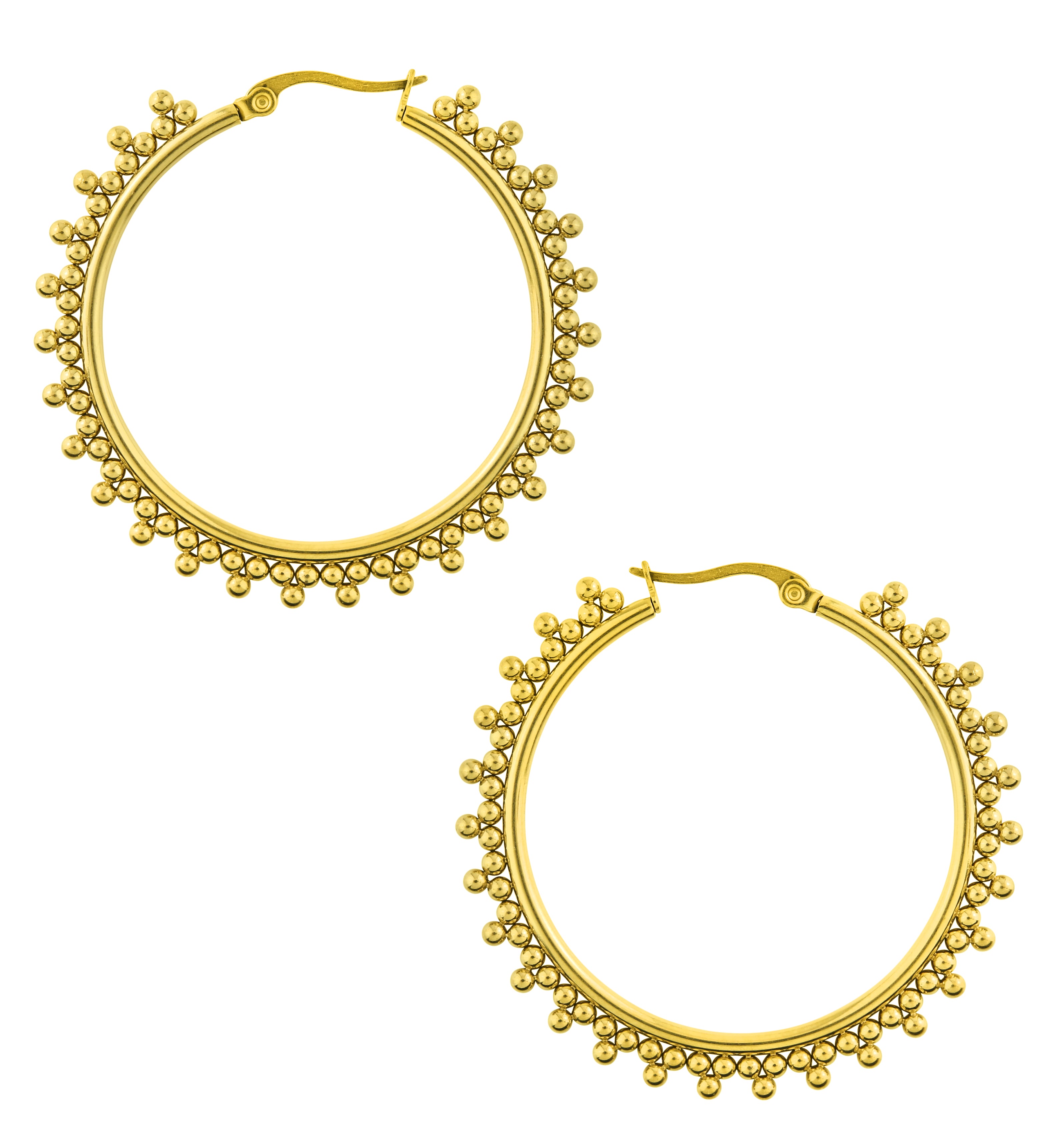 Gold PVD Beaded Stainless Steel Hangers - Earrings