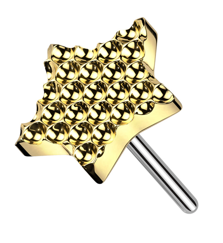 Gold PVD Beaded Star Titanium Threadless Top