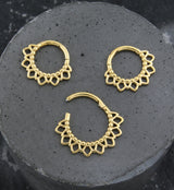 Gold PVD Beaded Sunflower Stainless Steel Hinged Segment Ring