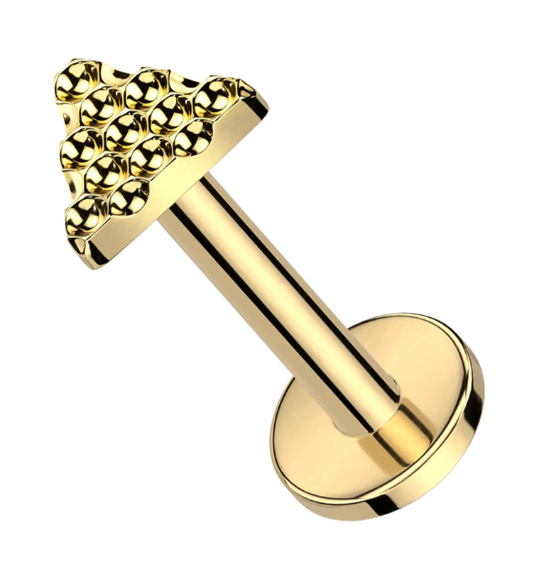 Gold PVD Beaded Triangle Internally Threaded Titanium Labret ...