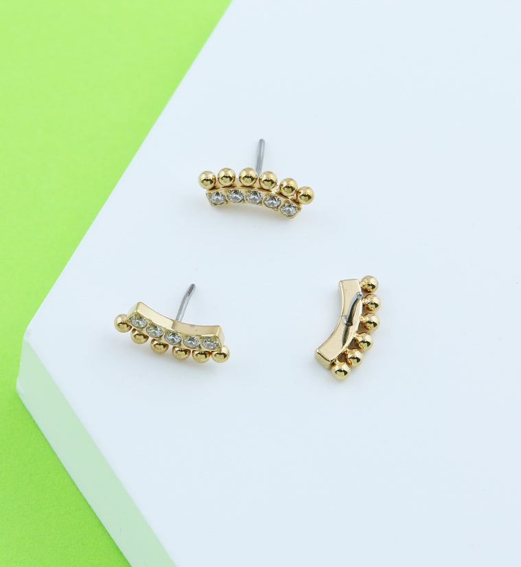 Gold PVD Beaded Vault Clear CZ Titanium Threadless Top