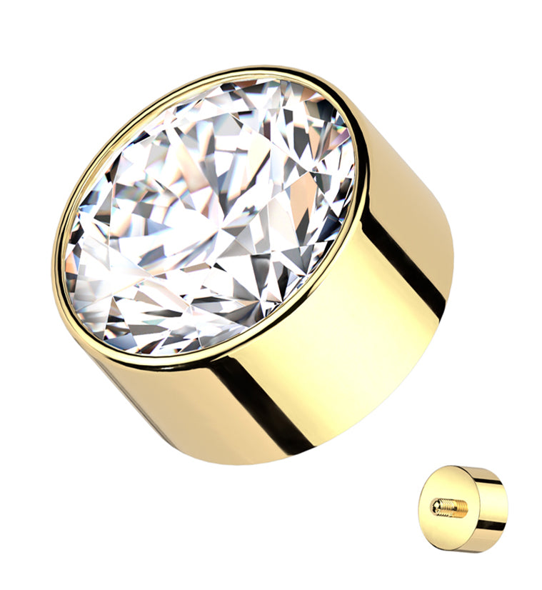 Gold PVD Bezel Clear CZ Internally Threaded Top