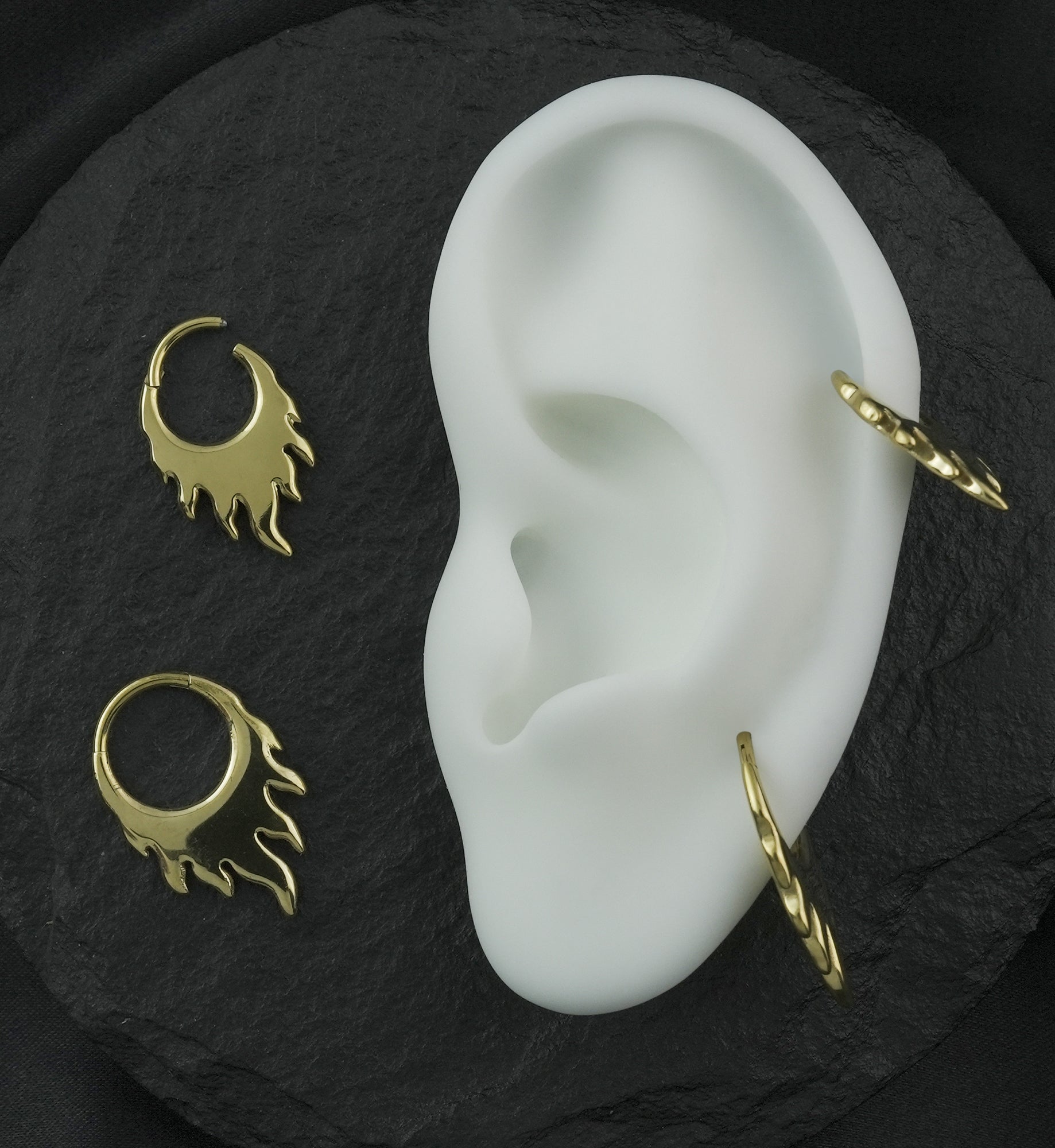 Gold PVD Blaze Titanium Hinged Segment Ring