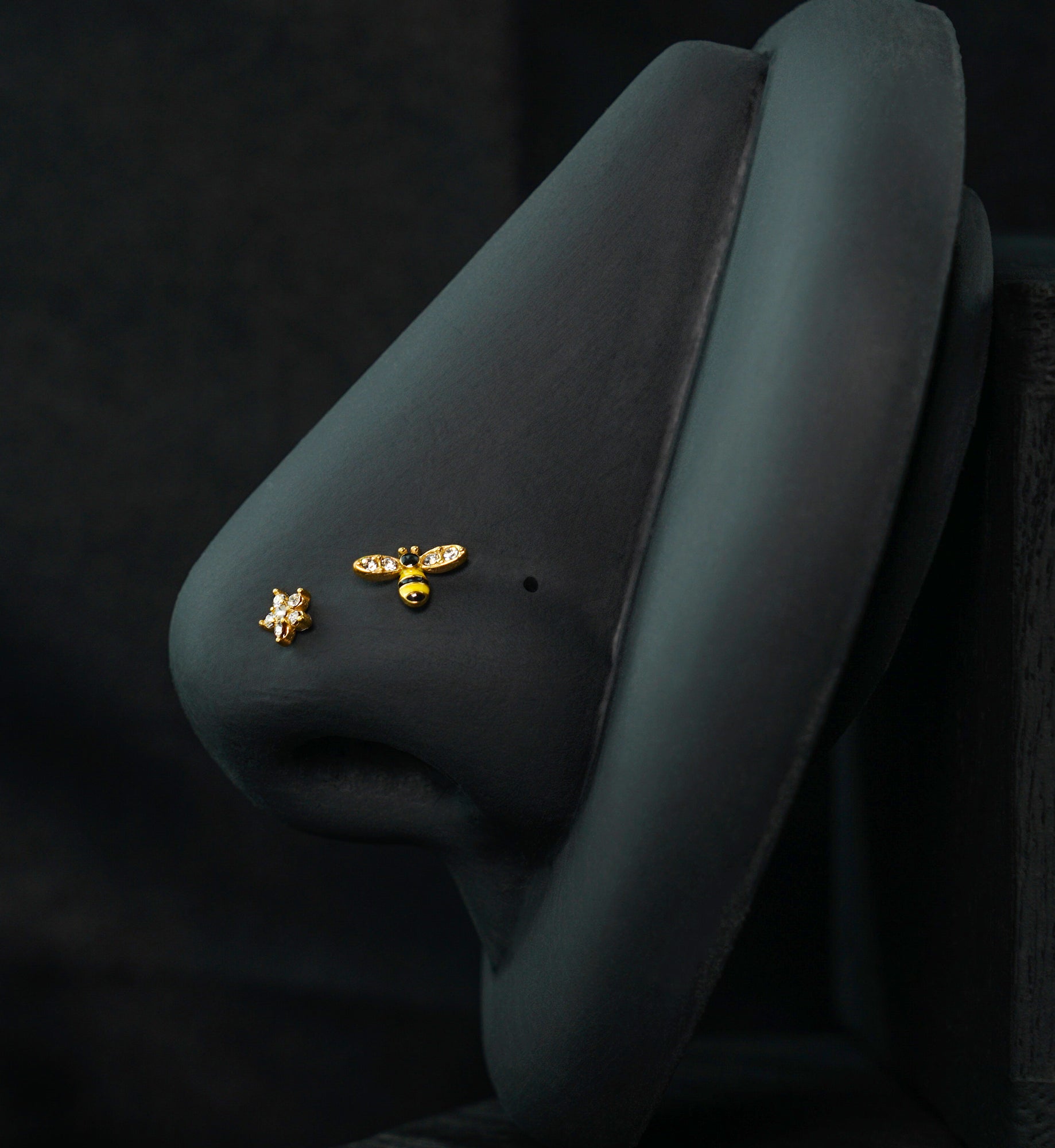 Gold PVD Blossom Clear CZ Stainless Steel L Bend/Stud/Hoop Variety Pack (6 Pack)