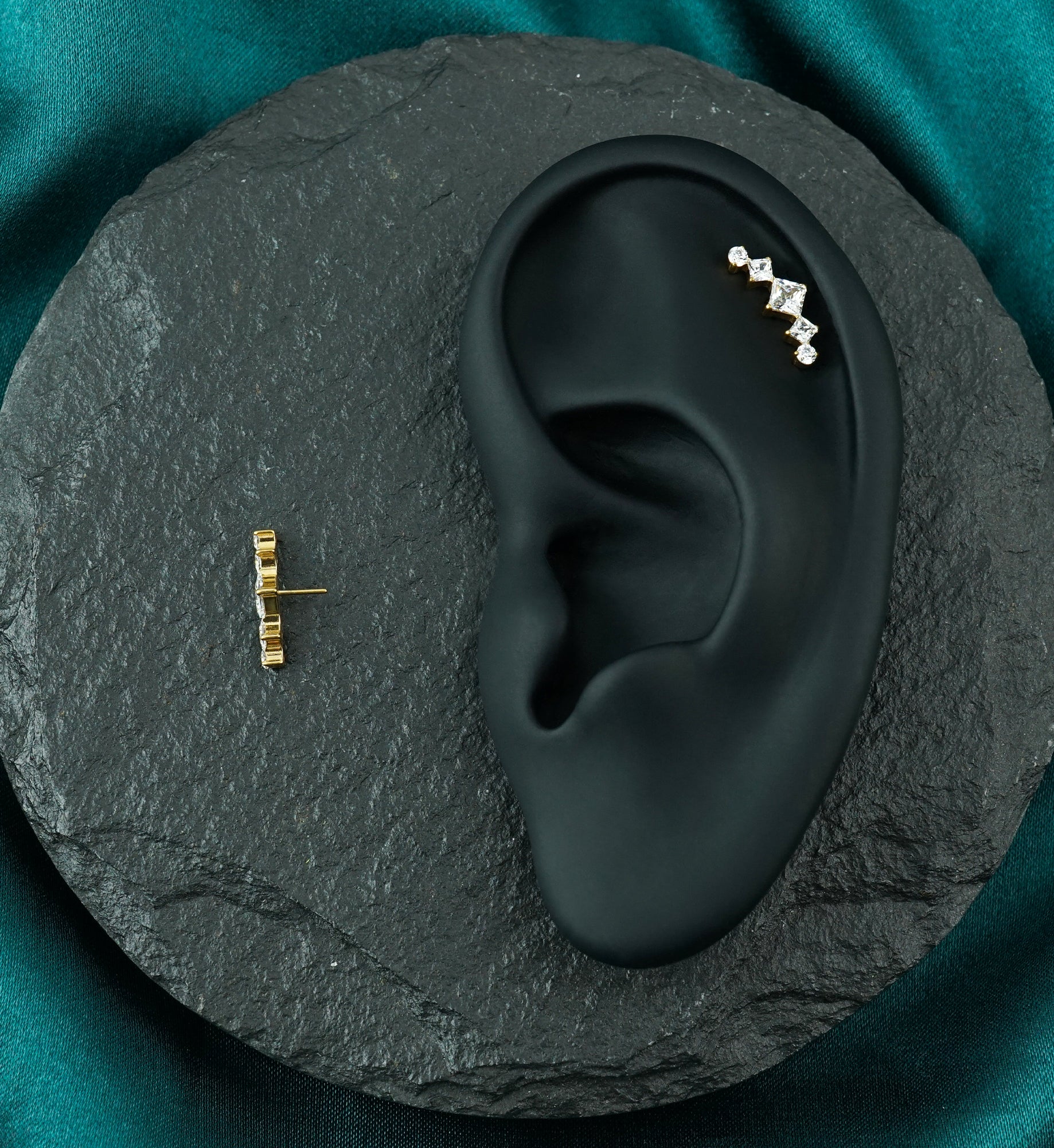 Gold PVD Borealis Clear CZ Titanium Threadless Top